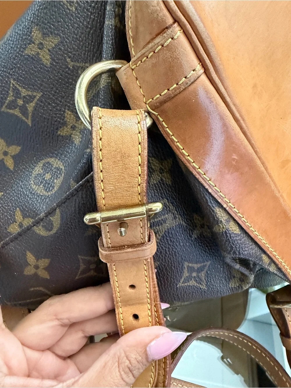 Louis Vuitton Monogram Canvas Drawstring Backpack with Tan Trim